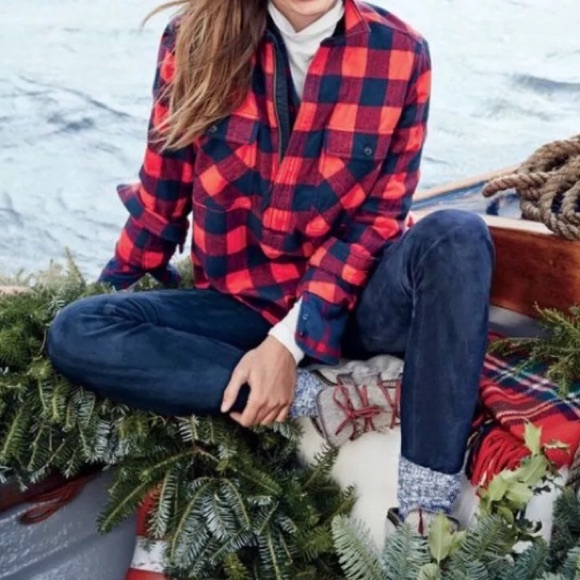 💸SOLD💸J Crew flannel buffalo check shirt Popover - Picture 2 of 6