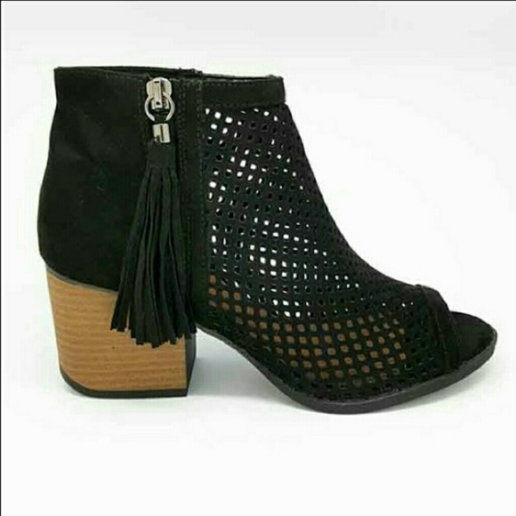 - Last 1 - Peep Toe Tassel Fringe Ankle Booties - Picture 3 of 3