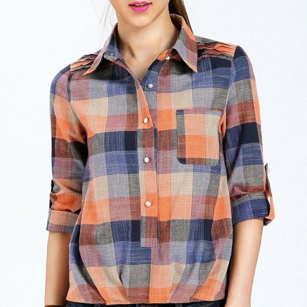 Plaid Half Button Shirt