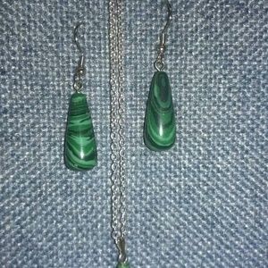 Green Malachite and silver necklace and earrings