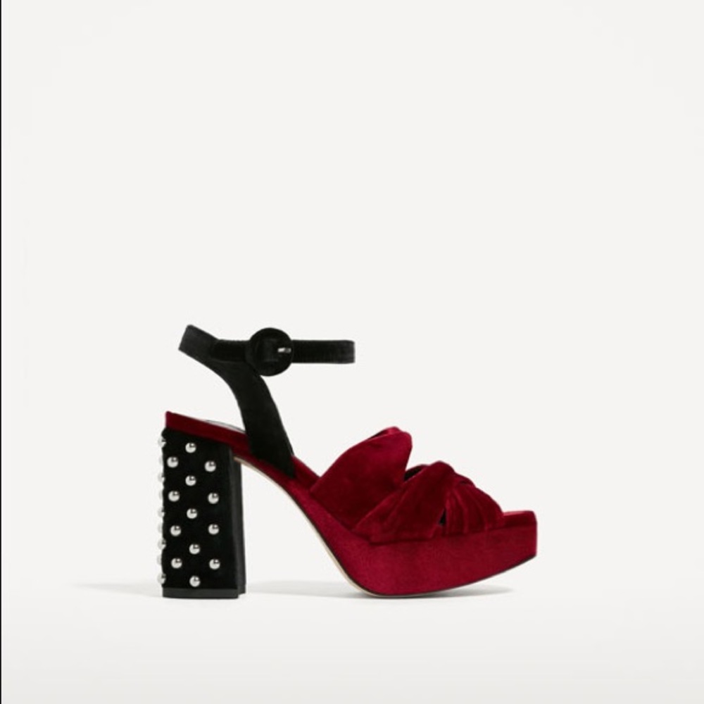 NWT Zara Studded Velvet Heels