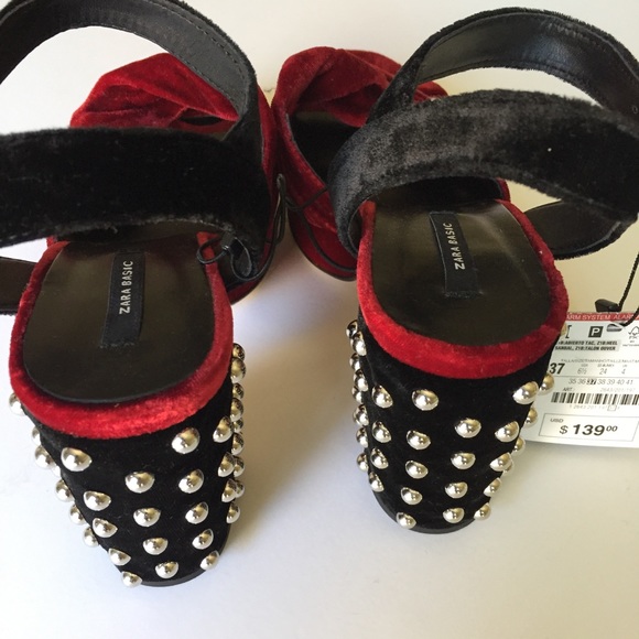 NWT Zara Studded Velvet Heels - Picture 5 of 6