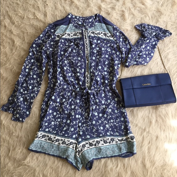 Blue printed romper with draw strings from Loft - Picture 6 of 7
