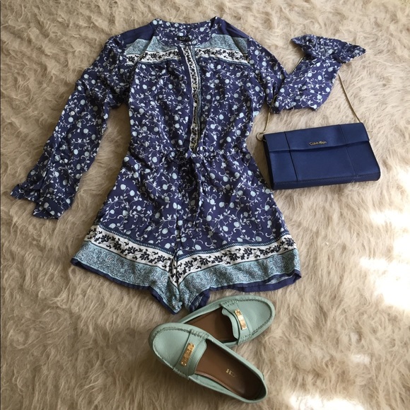 Blue printed romper with draw strings from Loft - Picture 2 of 7