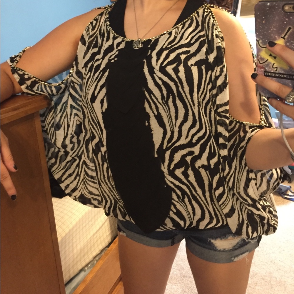 sheer cutout zebra top