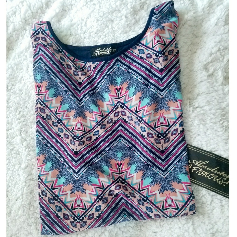 NEW! Multicolor Chevron Boatneck Jersey Top