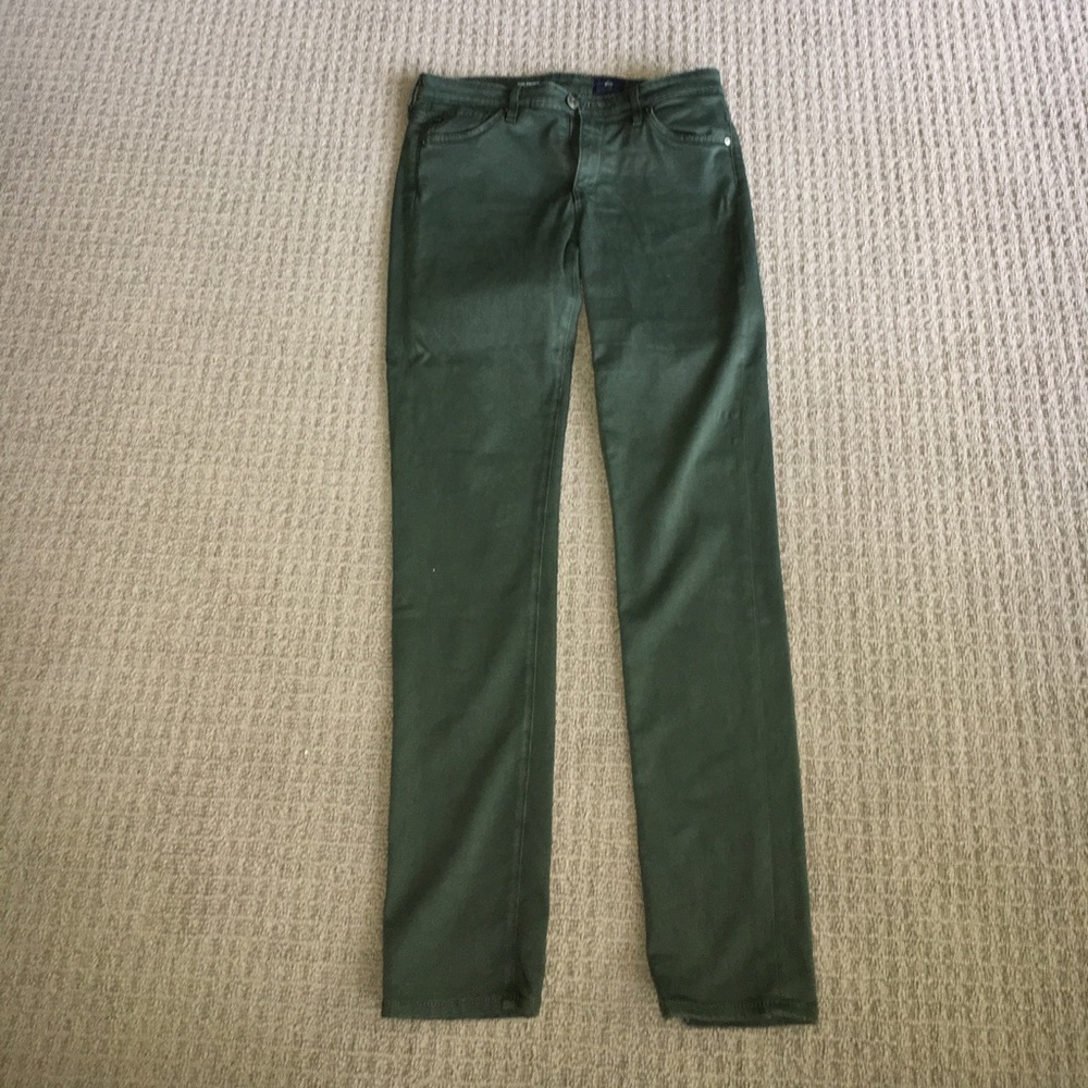 AG military army green mid-rise cigarette pants
