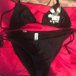 Medium black and silver playboy bikini