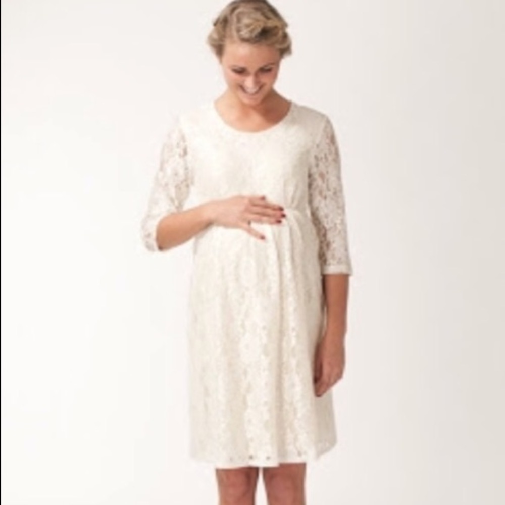 Boho lace ivory wedding or maternity shoot dress