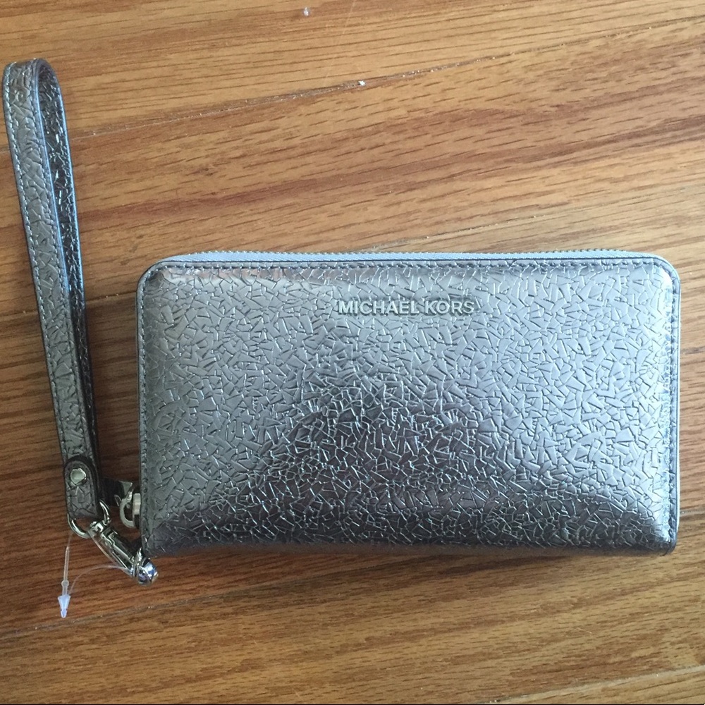 MICHAEL KORS JET SET Silver LEATHER TRAVEL