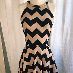 Chevron beige and black dress