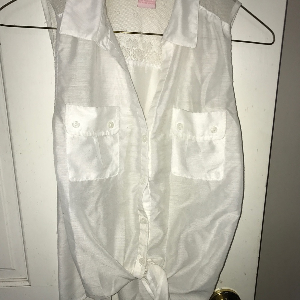 White buttoned down tank