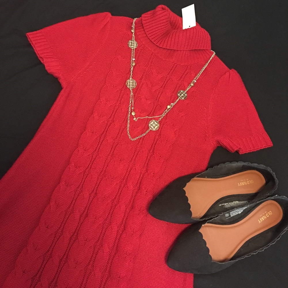 Red sweater dress