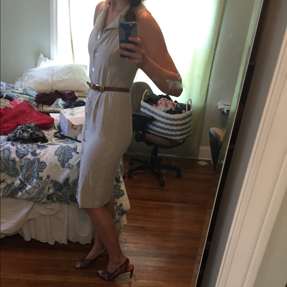 Flax colored vintage linen blend dress