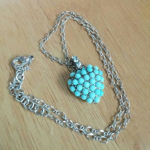 Blue Heart w/ Crystals Necklace