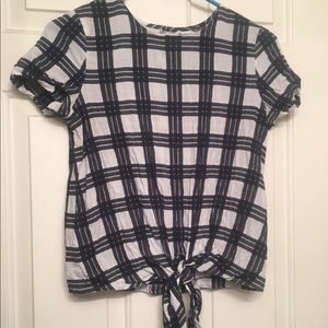 Madewell Plaid Tie-Front Button-Back Shirt