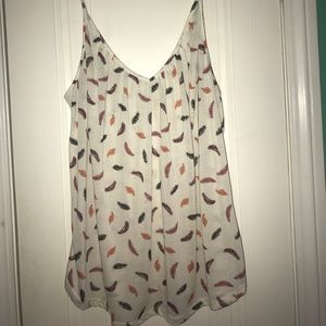H&M Cream Multicolored Feather Tank