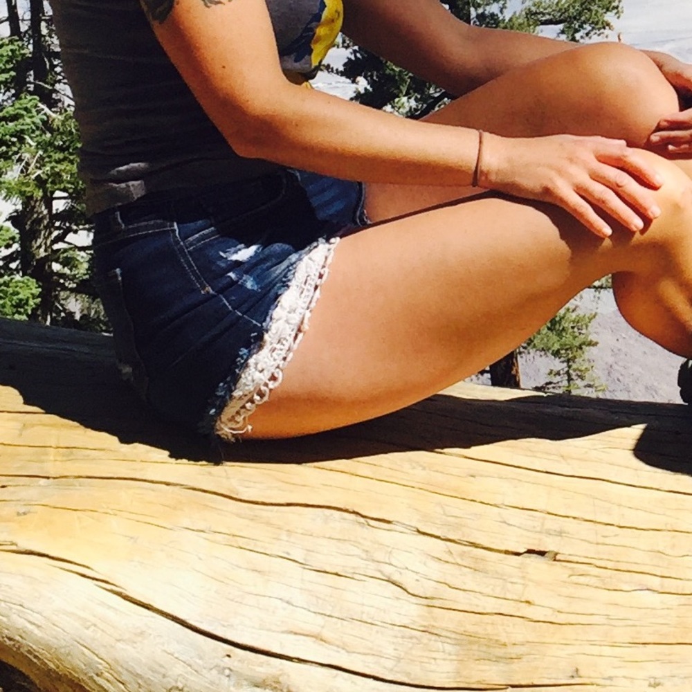 KanCun crotchet Lace denim shorts from Buckle