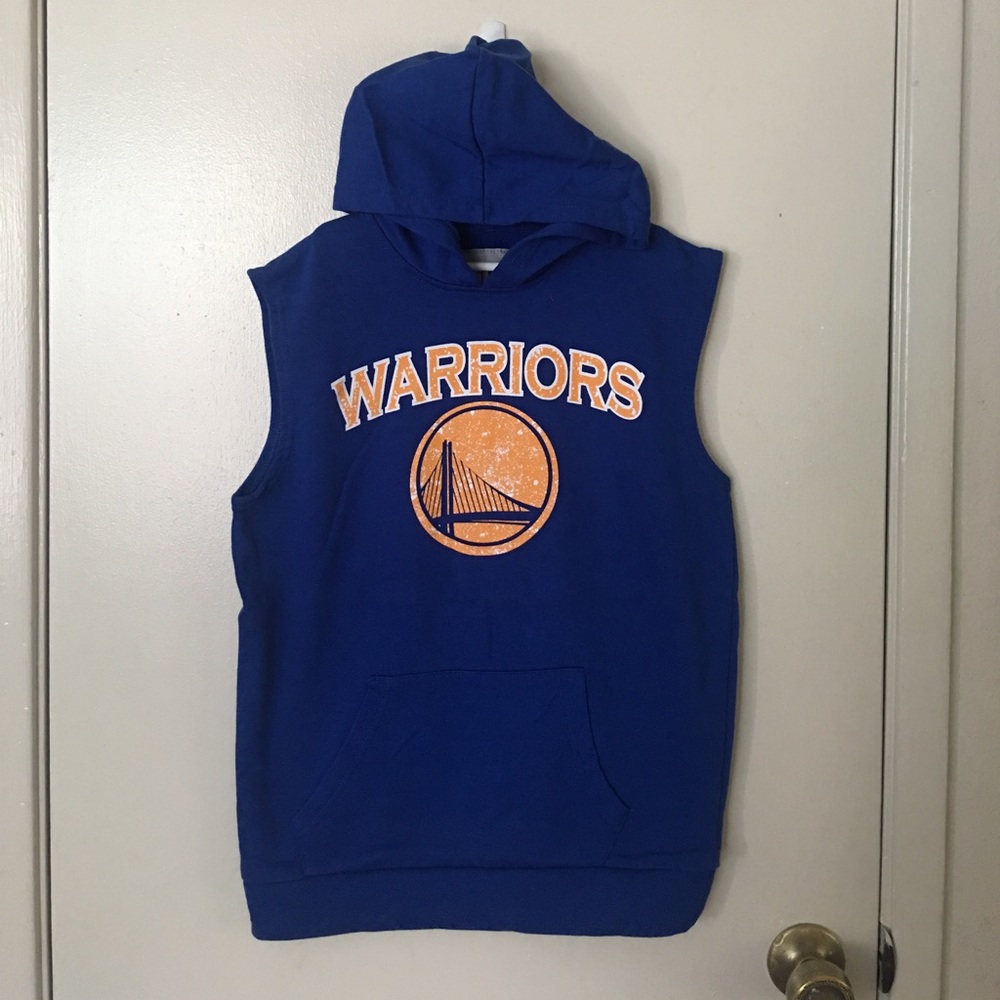 Boys large NBA Warriors sleeveless hoodie.