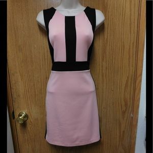 Sensational Pink Dress W/Black Trims &Bow Detail