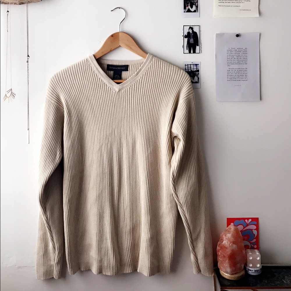 Banana Republic, Size Large, Cream Ribbed Sweater