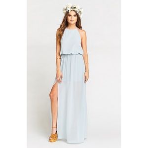 Lovely halter, low back bridesmaids dress