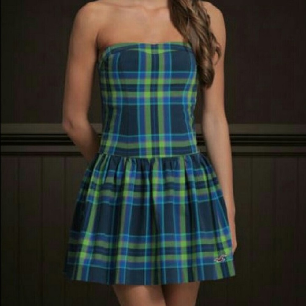 Blue and green plaid dress