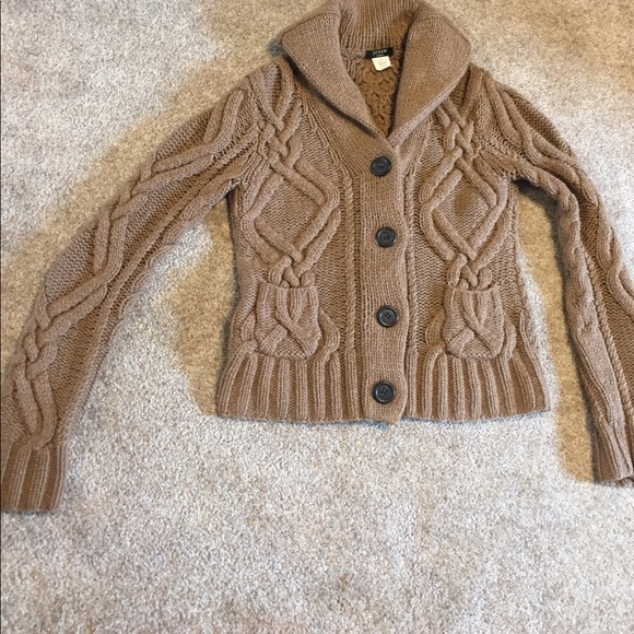 handknit j. crew cable cardigan - Picture 1 of 4