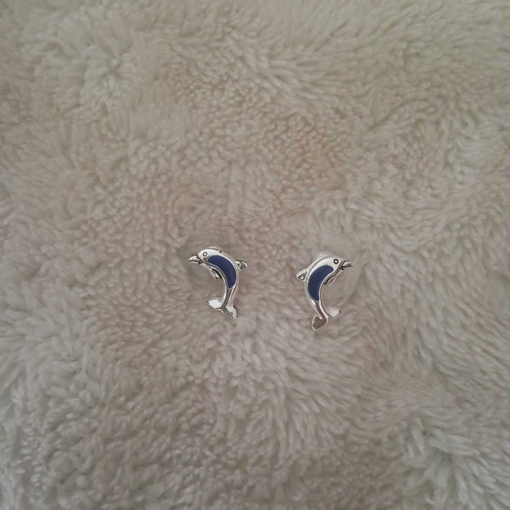 Silver Dolphin Earings