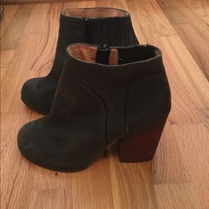 Jeffrey Campbell Black Washed Leather Hanger Boots