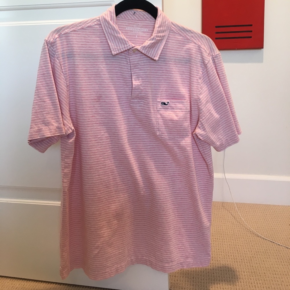 Pink & White Striped Vineyard Vines Polo
