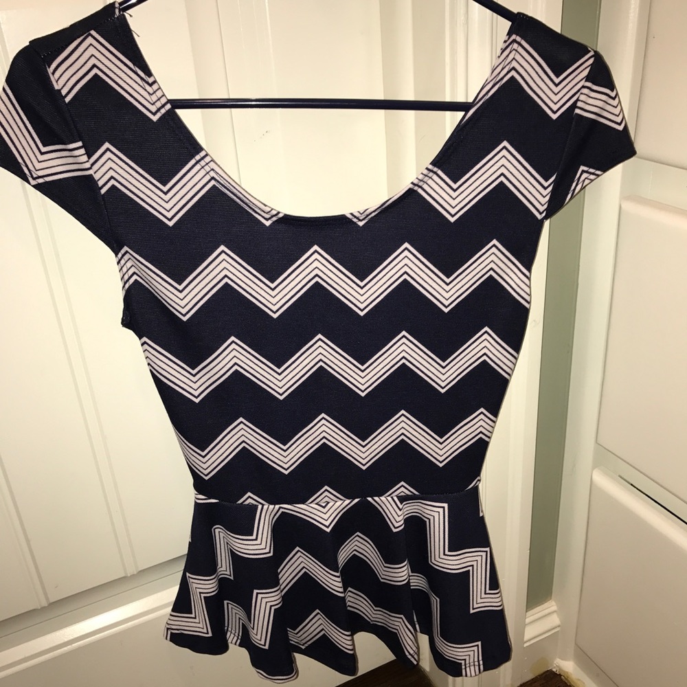 Charlotte Russe Chevron Peplum Top with Open Back