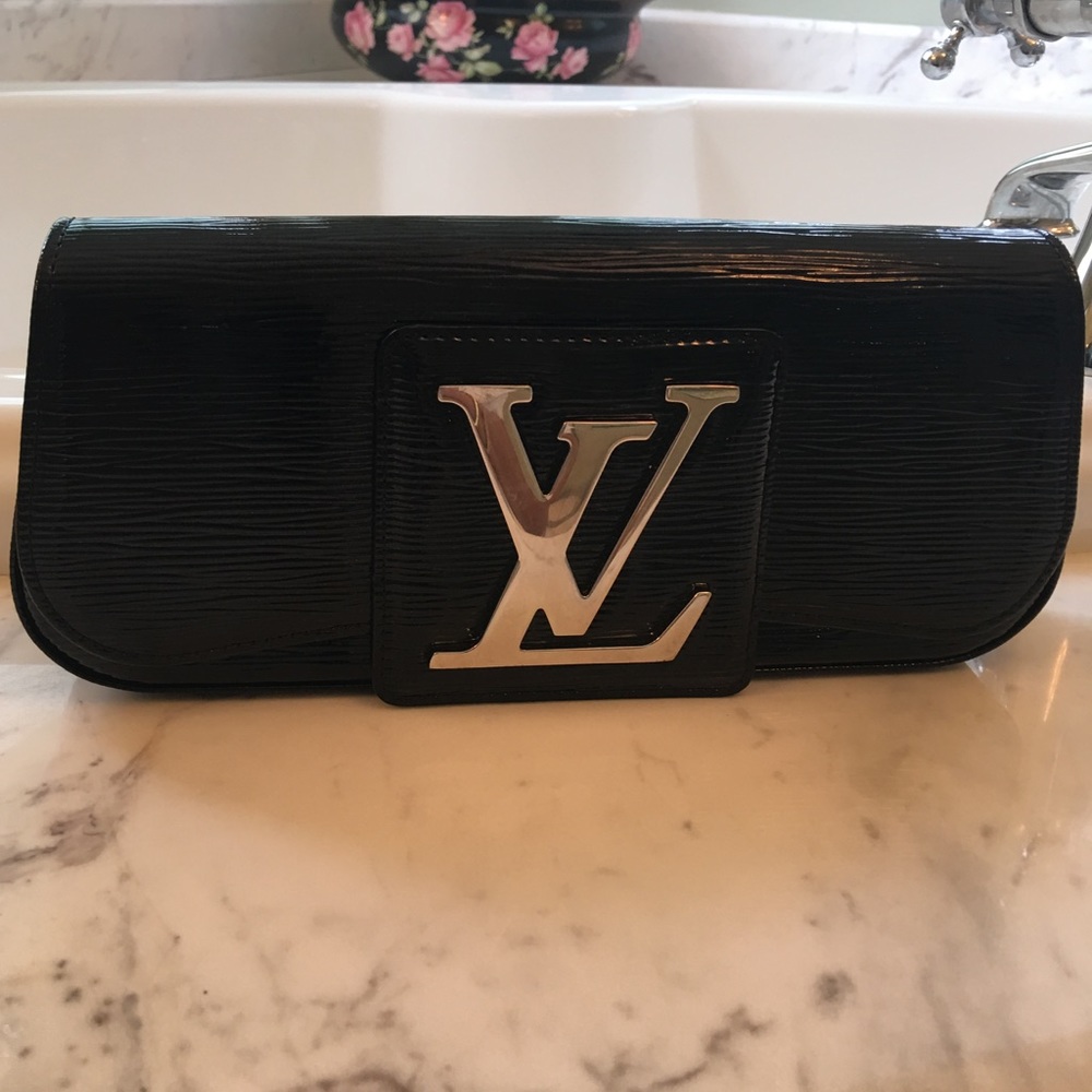 Louis Vuitton Black Epi Patent Leather Clutch