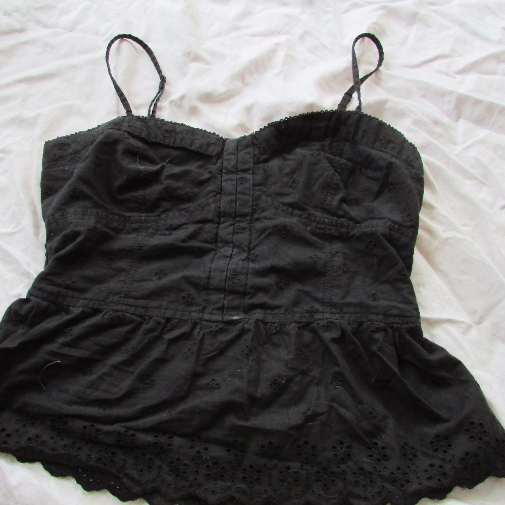 Black Bustier Peplum Tank Top