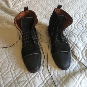 Men's black suede lace up boots