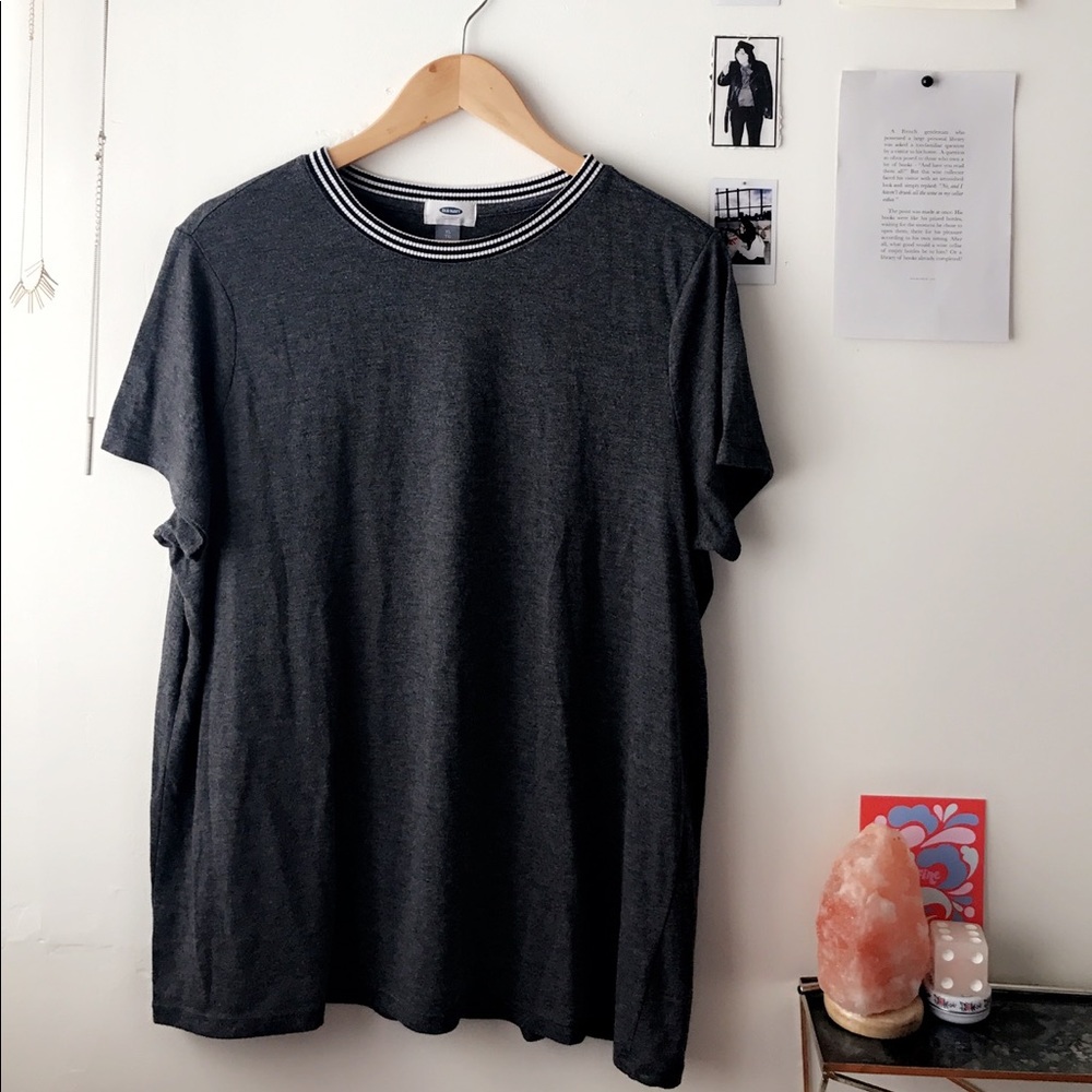 Old Navy Grey Top with Striped Collar