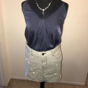 Paper denim and cloth denim skirt