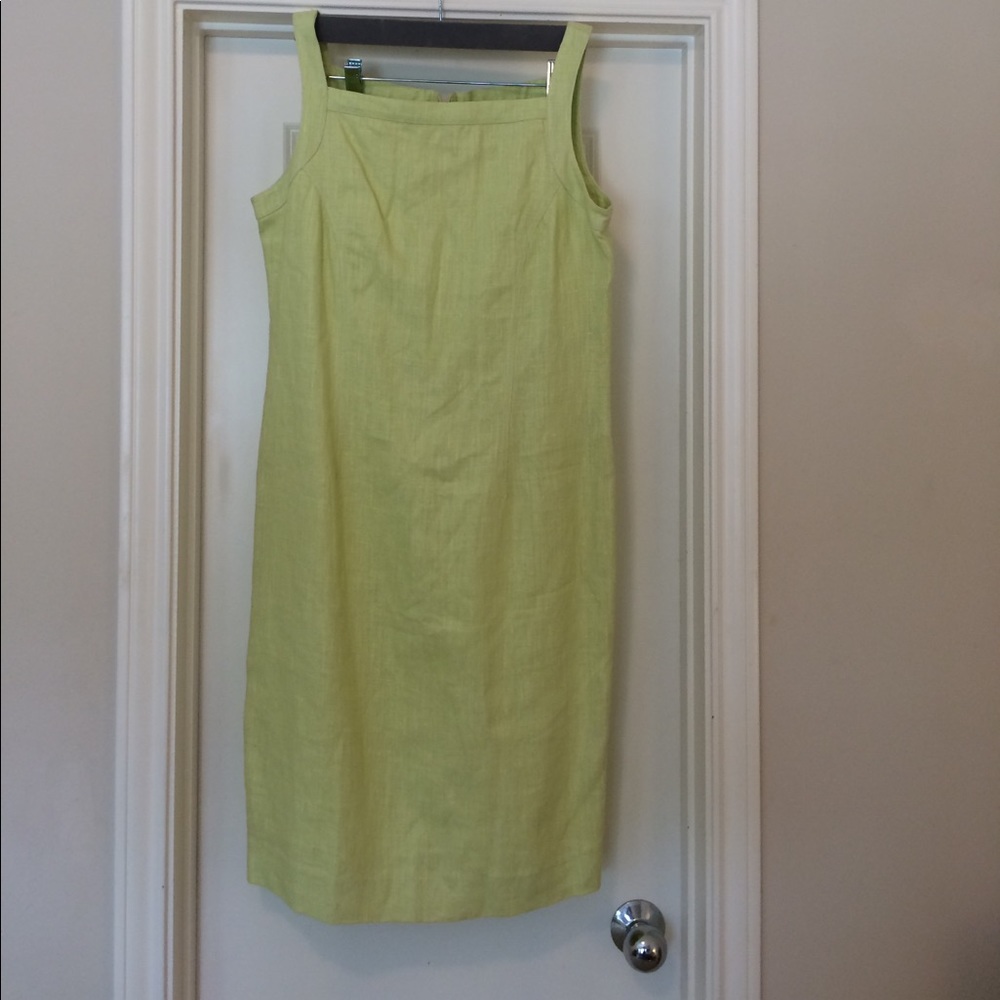 Yellow green linen Andrea Jovine dress.