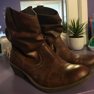 Brown leather boots