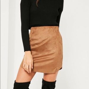 Missguided Tan Faux Suede Round Hem Skirt
