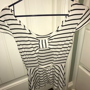 Charlotte Russe Stripped Peplum Top with Open Back
