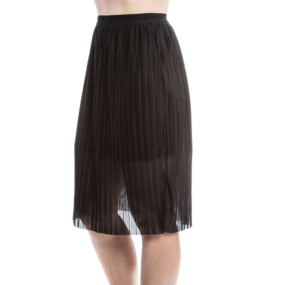 Asos Black Tiered Pleated Midi Skirt