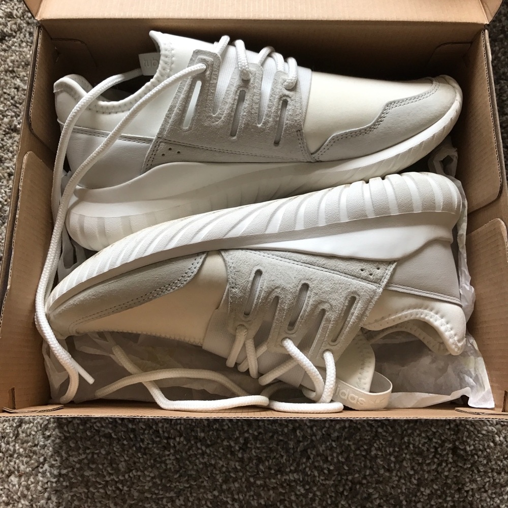 Adidas all white tubular radial
