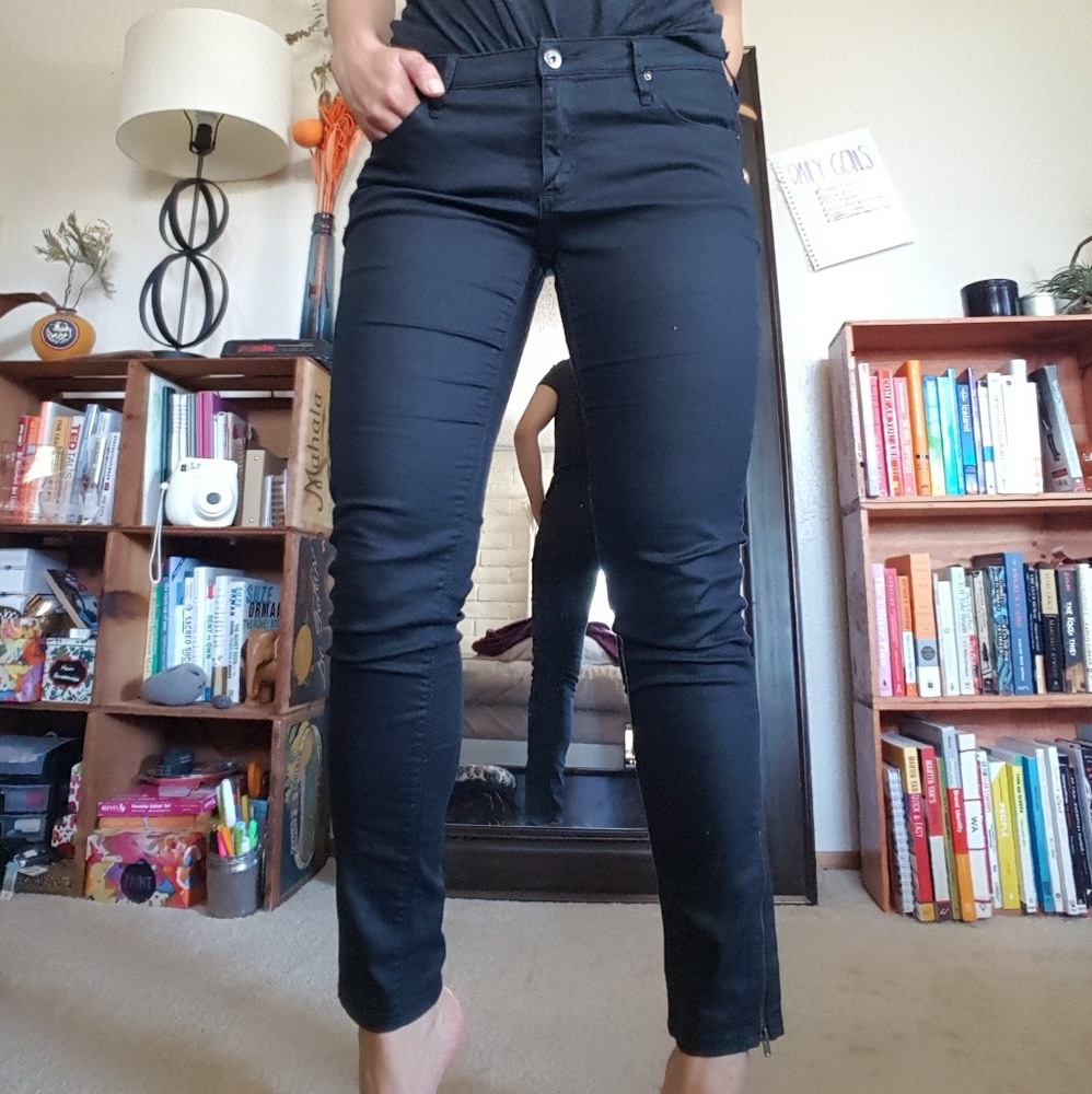 H&M black waxed denim jeans