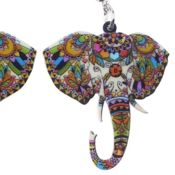 Elephant Acrylic Earrings Green - Picture 3 of 3