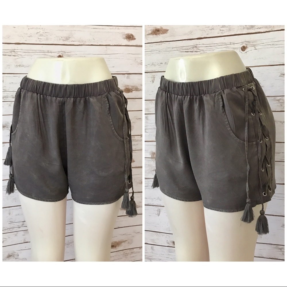 Lace Up Shorts w/ Tassels