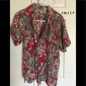 Red Hawaiian flower shirt
