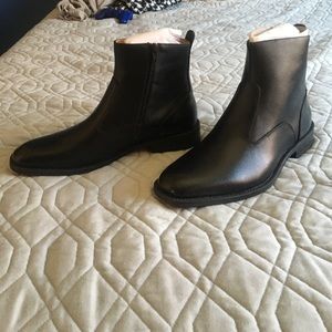 Men's black genuine leather ankle boots