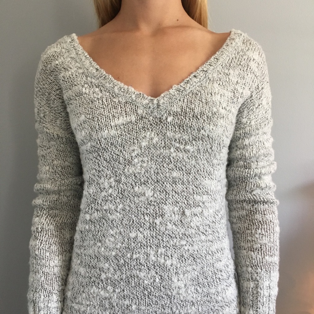 Grey American Eagle V-Neck Sweater