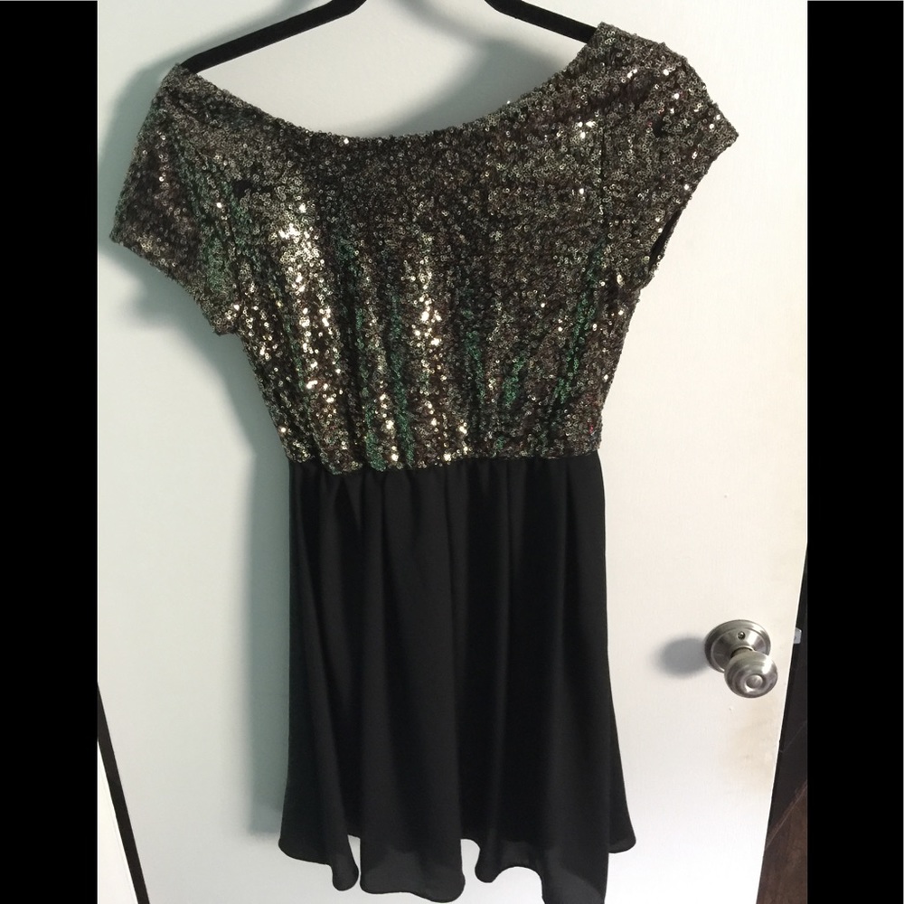 Gold sequin top dress